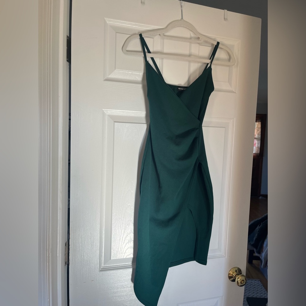 Pretty Little Thing Green Asymmetrical Cocktail Dress